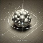 DALL·E 2024-09-16 06.13.38 - A scientific physics diagram illustrating the concept of center of mass. Depict a large, irregularly shaped 3D object floating in space. Use precise a